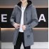 Men's windbreaker, mid-length, new style for autumn and winter, lined jacket, slim-fitting, stylish, casual windbreaker, cotton jacket