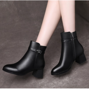 First-layer cowhide Martin boots, winter new style, small short boots for women, cowhide women's boots, lined with fleece for warmth, high-heeled shoes, fashion boots